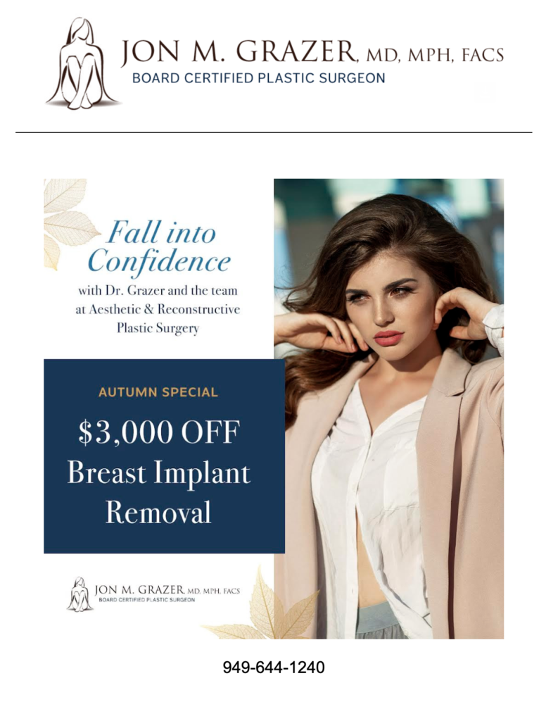 Special offer $3000 off breast Implant Removal